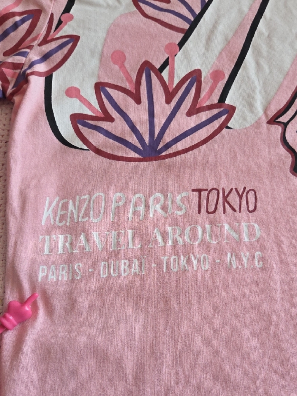 KENZO Kids Light Pink Graphic Short Sleeve Tee Girls Size 10 - Picture 4 of 12